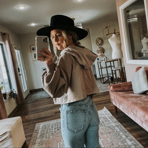 Tan Cropped Hoodie - Picture 2 of 5